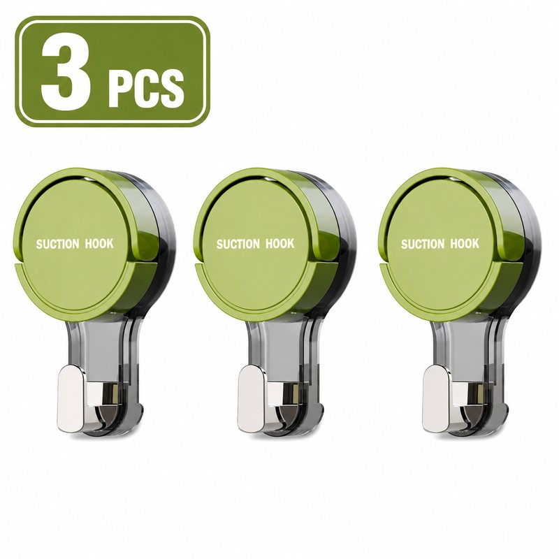3 Pcs Suction Cup Hooks for Bathroom & Kitchen Storage