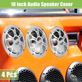 X AUTOHAUX 10" Car Speaker Grills Cover Round with Screws Silver Tone - 4 Pcs