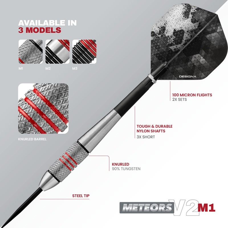 Designa Darts Meteors | 36g Premium 90% Tungsten Heavy Barrel