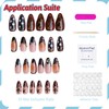 Press on Nails Medium Almond French Tip Fake Nails 3D