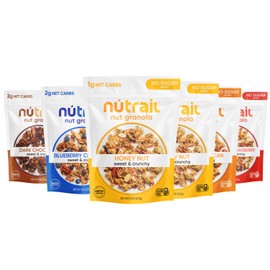 NuTrail Nut Granola, Variety Pack, No Sugar Added, Gluten Free, Grain Free, Keto, Low Carb, Healthy Breakfast Cereal 8 oz. 6 Count