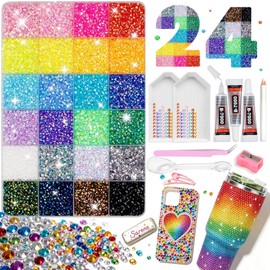 ESUOHYM Bedazzling Kit 38000 PCS Bedazzler Kit, 24 Colors 3MM AB Resin Jelly Flatback Badazzle Rhinestones, with Jewelry Adhesive Wax Pencil & Tools for Books, Nails, Shoes, Arts Crafts, Teen Gifts