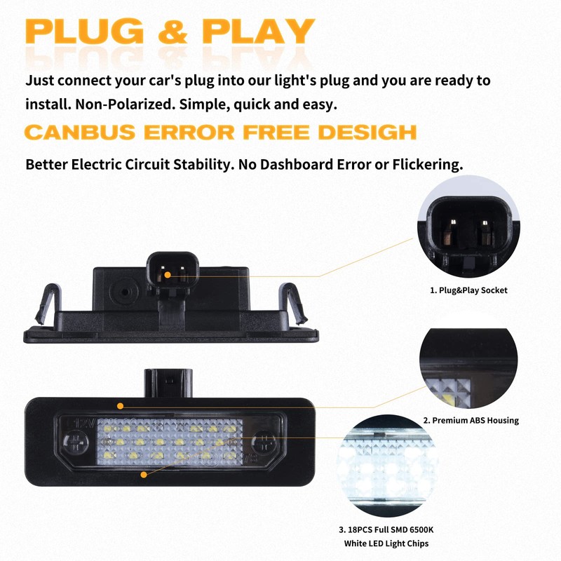 Gempro LED License Plate Lights Rear Tag Lamps for 2010-2014