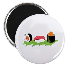 CafePress Maki Nigiri Ikura Sushi Magnets 2.25" Round Magnet, Refrigerator Magnet