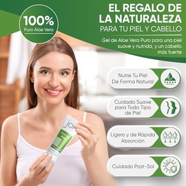 Aloe Vera Gel 250ml - aligera molestias de Quemaduras Solares Hidrata Refresca Combate Acne Piel Seca Raspaduras Pelo Dañado - Gel Hidratante Facial After Sun Uso Despues Del Sol - Uso Facial Corporal Capilar