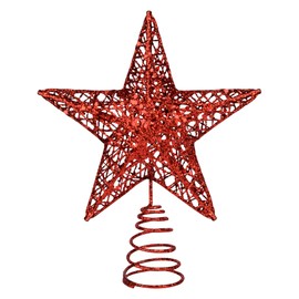 KEYIDO Red Star Christmas Tree Topper Star for Christmas Tree Metal Xmas Tree Topper for Christmas Decorations Ornaments 20cm