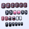 Handmade Nail Tip, Long Almond, Stiletto False Nails, Pink, Black,
