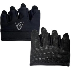 GODFREY Minimal Workout Gloves, Short Finger Design with Silicone Grip, Palm Protection for Weightlifting and Cross Training, Black (Black, L)