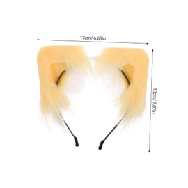 TOVINANNA Fluffy Cute Cat Ears Headband for Women Soft Fuzzy Hair Hoop for Face Washing Makeup Durable Cosplay Accessory and Fun Skincare Hairband Yellow Plush Animal Ear Decoration