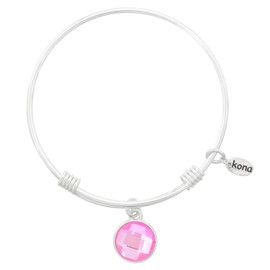 Pink Faceted Drop Silver Expandable Kona Bracelet