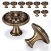 Fecraf 10 Pack Antique Brass Cabinet Knobs, Vintage Retro Drawer