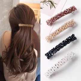 HAPVITAL Hair Ornament, 4 Pieces, Hair Clip, Office, Simple, Hair Accessory, Popular, Korean Style, Clip, Large, Office, Stylish, Gift, Women's