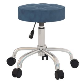 Hillsdale, Nora Metal Adjustable Backless Vanity/Office Stool with Casters for Makeup Room or Bathroom, Cream
