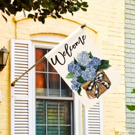 AVOIN colorlife Hydrangea Spring Summer House Flag 28x40 Inch Double Sided Outside, Floral Welcome Yard Outdoor Flag