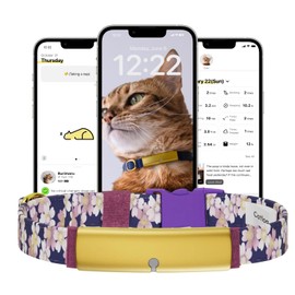 Catlog Health Tracker for Cats - Smart Cat Collar with Safety Breakaway Buckle for Indoor Cats, Wellness Alerts, Real-time Monitoring (Kimono (Sakura -Night-),S)