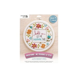 LEISURE ARTS Embroidery Kit 8" Hoop Overthink - Embroidery Kit for Beginners - for Adults Cross Stitch Kits Cross Stitch Kits Beginners Patterns