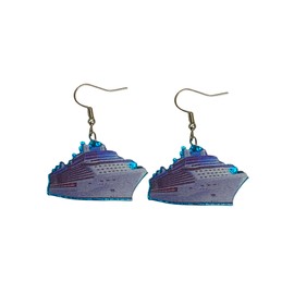 Cute Pair of Cruise Ship Earrings for Women. Fun Pair of Cruise Gift Earrings for Adults., Acrylic, No Gemstone