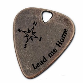 JUPPE Birthday Gifts For Boyfriend or Girlfriend, Bronze Copper Lead Me Home Guitar Pick and Bass Pick With Leather Case Music Gifts For Him or Her (Lead me home)