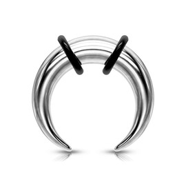 6-00GA Stainless Steel Large Gauge Basic Septum Pincher Rings with 2 Black O-Rings (Silver Tone, 4mm (6GA))