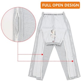 WEEOATAR Unisex Patient Pants,Bedridden Patient Clothing,Disability Clothing with Zippers for Easy Access,Hospital Gowns for Elderly,Disabled,Dialysis and Bedridden Patients(Grey,Thin Fleece,M)