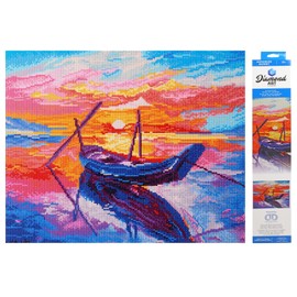 DIAMOND ART BY LEISURE ARTS Diamond Painting Kits for Adults 16"x20" Advanced Sunset Boat, Full Drill, Diamond Art Kits, Dimond Art, Diamond Art for Adults, Diamond Art Kit