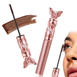 Plman Mascara, Fine Brush Mascara for Tiny and Lower Eyelashes, Defining and Multiplying Tubing, Long-Lasting Waterproof, Sweatproof, Smudge-Proof (Brown)