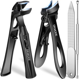Toenail Clippers for Seniors Thick Toenails, Slanted Large Nail Clippers for Men Thick Ingrown Nails with Wide Opening, Heavy Duty Angled Head Nail Clipper Cutter with Catcher -Black