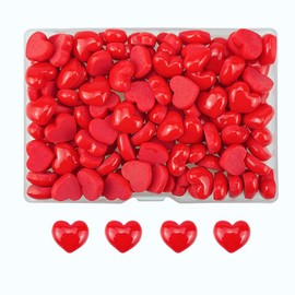 FAZHBARY 120 PCS Red Heart Resin Flatback Plastic Mini Resin Heart Bulk Heart Shape Charms Resin Embellishments for Crafts Accessories