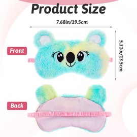 YBEATY 2 Pcs Sleep Mask Soft Plush Blindfold Cute Rabbit Panda Koala EyeCover Soft Eye Blindfold Cover Animal Shade Night Eye Masks for Women Girls Home Travel (Colorful)