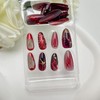 Mkwntg 24Pcs Red Black French Tip Press on Nails Medium