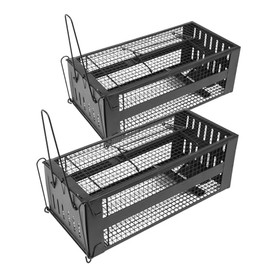 SZHLUX 2-Pack Rat Trap,Mouse Traps Work for Indoor and Outdoor,Small Rodent Animal-Mice Voles Hamsters Cage,Catch and Release(Black)