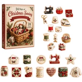 Calendario de Adviento Decorativo de Acrílico 2D Estilo Vintage con 24 Amuletos Artesanales