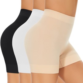 BESTENA Seamless Smooth Boyshorts Panties Slip Shorts for Under Dress Slimming Shapewear Shorts, 3pack White+nude+black#02, XL