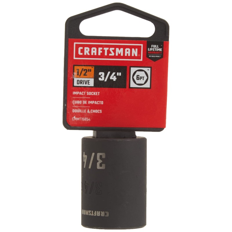 CRAFTSMAN Shallow Impact Socket, SAE, 1/2-Inch Drive, 3/4-Inch (CMMT15854)