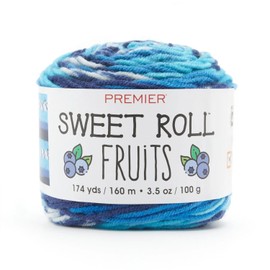 Premier Yarns Sweet Roll Fruits Yarn, Premium Yarn for Crocheting and Knitting, Made of Acrylic, Blueberry, 3.5 oz, 174 Yards