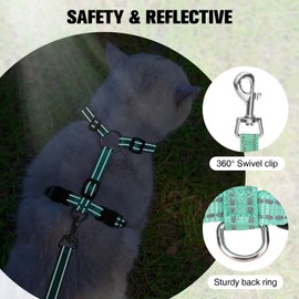 BEAUTYZOO Cat Harness and Leash Set for Walking Escape Proof, Neck Release Adjustable Harnesses for Kitten Puppy Small Medium Large Cats, Soft Cute Easy Control Small Cat Harness for Cats Boy Girls