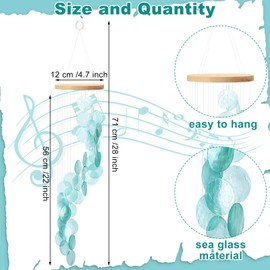 Wenqik Christmas Wind Chimes Gift Sea Glass Shell Wind Chimes for Outside Seaglass Capiz Windchime Spiral Wind Chimes for Kids Back to School Beach Indoor Outdoor Home Housewarming Garden Decor