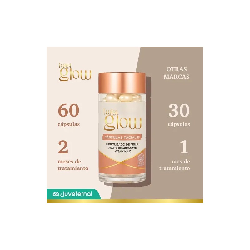 Cápsulas Faciales TWIST GLOW Hidrolizado de Perla Aceite Aguacate Vitamina