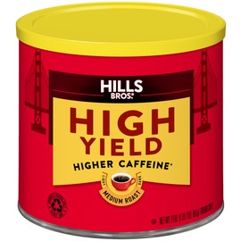 Hills Bros High Yield Ground Coffee, Medium Roast, 23 Oz. Can – Full-Bodied Rich Coffee Taste, Balanced for Optimum Caffeine