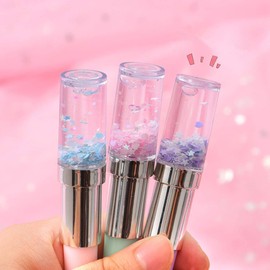 Funny live 4 Pcs Cute Sequins Drift Gel Ink Rollerball Pens Simulation Lipstick Ballpoint Pens, Funny Signature Pen Gift Pen, 0.7mm Black Ink