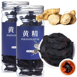 Wanhua Hall Rhizoma Polygonati,HuangJing 8.5oz/240g Chinese Raw Materials Wild Polygonatum Rhizoma Polygonati 黄精 熟地黄 Natural Herbal Tea Caffeine-free