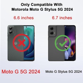 LeYi for Moto G-Stylus-5G-2024 Case:【﻿𝐍𝐨𝐭 𝐅𝐢𝐭 𝐆 𝟓𝐆 𝟐𝟎𝟐𝟒】 with Tempered Glass Screen Protector [2 Pack] 360° Rotatable Ring Holder Magnetic Kickstand, Plating Rose Gold Edge, Black