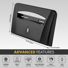 Toilet Seat Cover Dispenser by Oasis Creations –Wall Mount – Heavy Duty Commercial or Residential – Black
