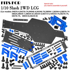RCYouHott RC Carbon Fibre Chassis & Front Bulkhead for 1/10 Slash 2WD LCG,Upgrades Part Chassis Protect Armor Skid Plate Guard,Navy Blue（#5830#2530）