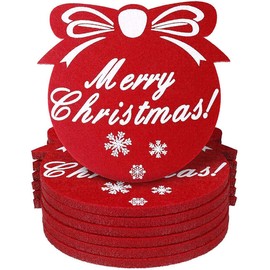 Christmas Snowflake Coasters 8 Pack Apple Design Coasters Felt Cup Mats Wine Tea Coffee Mats, Decoration for Christmas Party Winter Holiday Wedding Dinner (Apple Style)