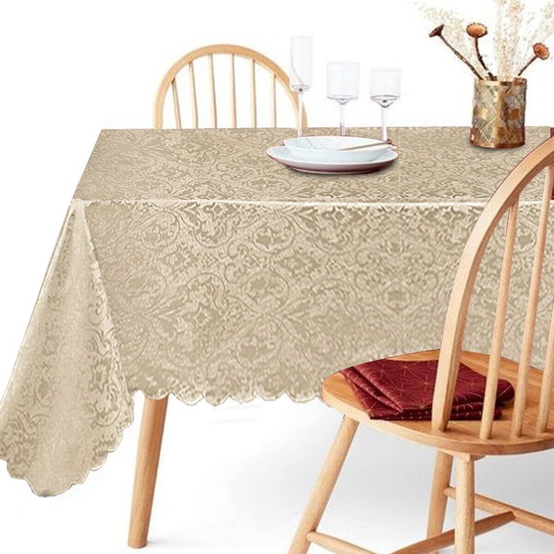 Classic Damask Printed Jacquard Tablecloth Washable Rectangle Round Runner Napkin