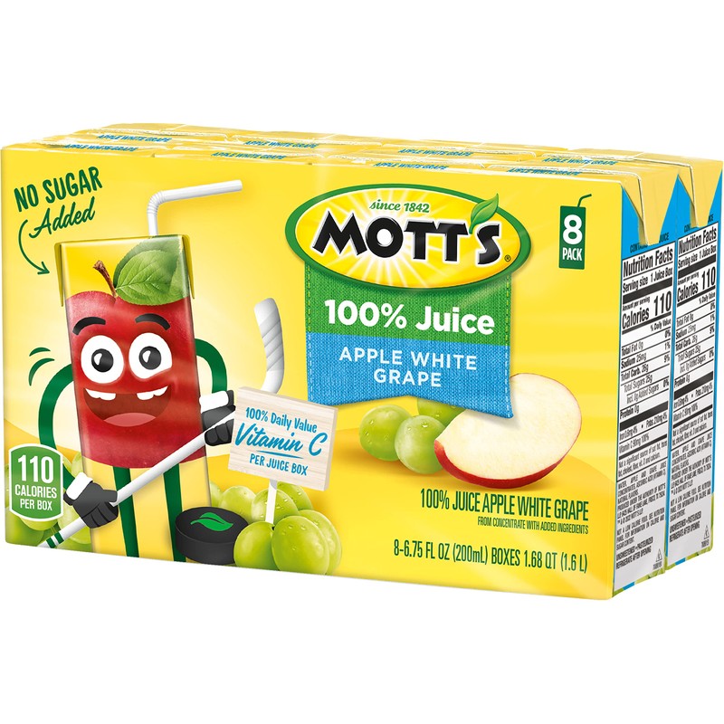 Mott's 100 percent Apple White Grape Juice, 6.75 fl oz