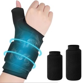 Wrist/Hand Ice Pack - Wrist Wrap Hot and Cold Hand Therapy Gloves, Comfort Cool Thumb Brace for Either Wrist for Hot & Cold Hand Therapy（Black）