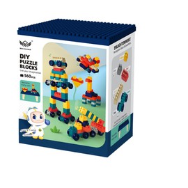 iZEL Kids DIY Puzzle Building Blocks Set – 560-Piece Creative Construction Set for Toddlers and Kids, with Instruction Manual – Perfect for Boys and Girls (Ages 3+) (Blue)