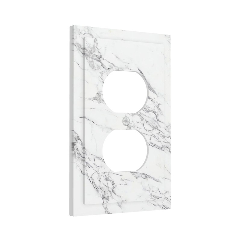 Duplex Receptacle Outlet Cover Wall Plate Covers White Gray Marble